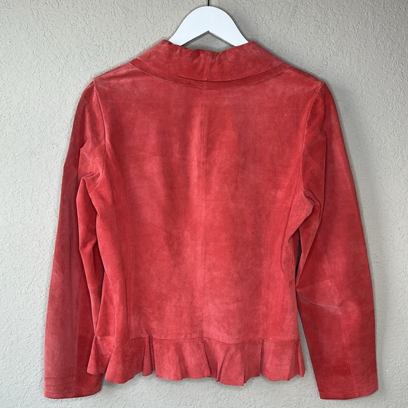 NWT Monterey Bay Clothing Company Suede Ruffle Hem Peach Orange Jacket Size 10 - Picture 8 of 16